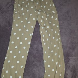 Elie Tahari Tan Polka Dot Wide Leg Pants